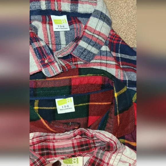 Gymboree Boys Plaid Button Up Shirts Size 5-6 Bundle Lot Of 7 Tops Crazy 8 EUC